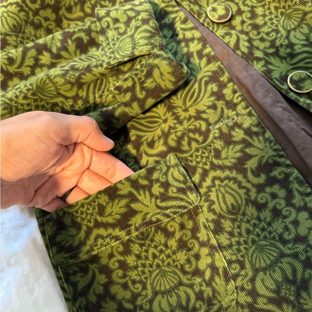 Talbots Olive And Brown Patterned Jacket - image 4